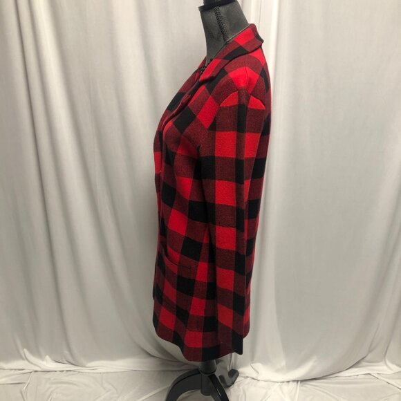 Alison Sheri Jacket Womens Size Small Red Black Check Comfy Snaps Shacket NEW - Picture 4 of 7